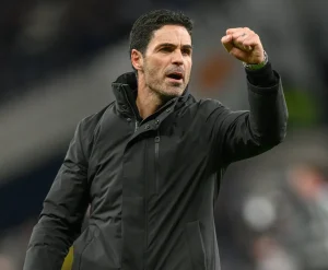 Mikel Arteta reacts to Arsenal’s hard-fought victory over Chelsea.