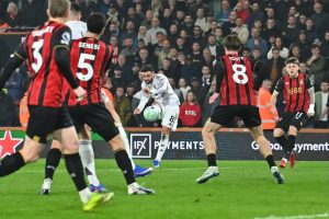 “Bournemouth steals a dramatic draw from Manchester United at the END of the game.”