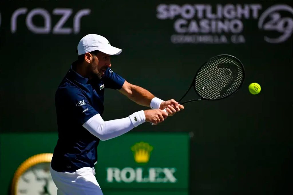 Novak Djokovic confronts referee after Rinderknech controversy at Indian Wells.