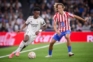 “Vinicius Jr shines with two goals in Real’s victory over Atlético.”