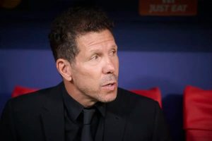 “Simeone in confrontation with Rice after Champions League draw.”