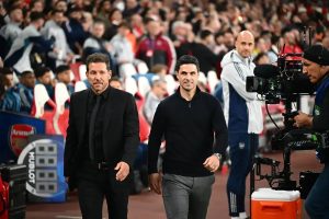 Simeone protests after controversial refereeing in Atlético’s elimination.