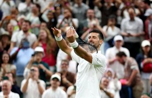 Djokovic defeats Wu Yibing in four sets on his way to the second round at Wimbledon.