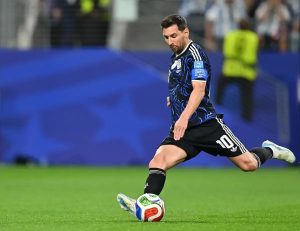 Messi makes history with seven consecutive games scoring in World Cups.