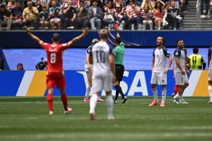 “Tarik Muharemovic sent off leaves Bosnia reduced to 10 against Switzerland.”
