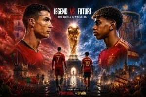 Cristiano Ronaldo faces rising star Lamine Yamal in the match between Portugal and Spain in the round of 16.