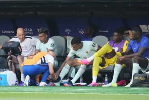 “Mbappé was injured after scoring the decisive goal in France’s victory over Morocco.”