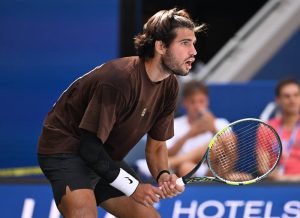 Carlos Alcaraz reacts to Novak Djokovic’s first-round US Open shock loss